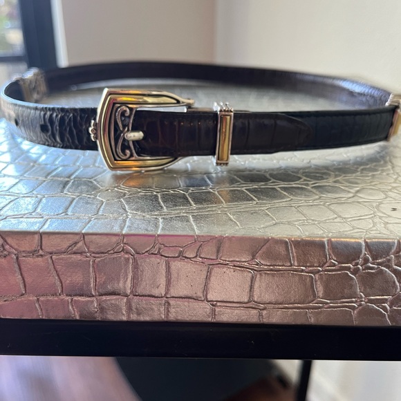 Brighton black  belt woman’s small beautiful silver buckle , and trim main image 6